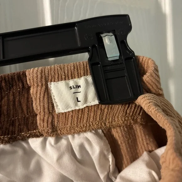 PacSun Men's Corduroy Patchwork Pants - Brown and Cream - Picture 3 of 5